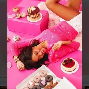 Lilly Pulitzer Louellie Pink Genadine Sweater sz S MSRP $178